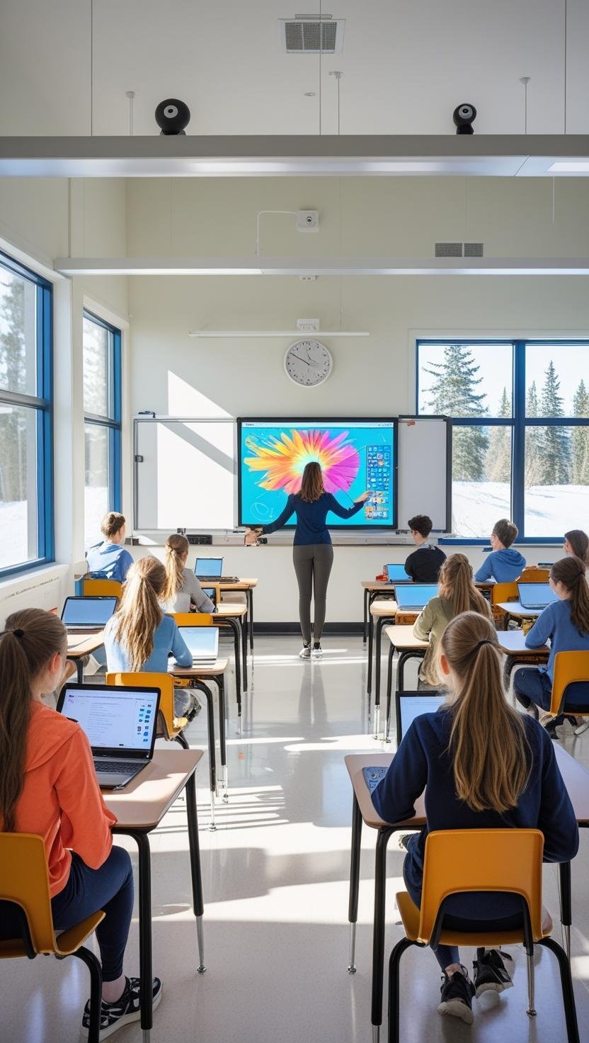 insegnate e ragazzi in aula che fanno lezione